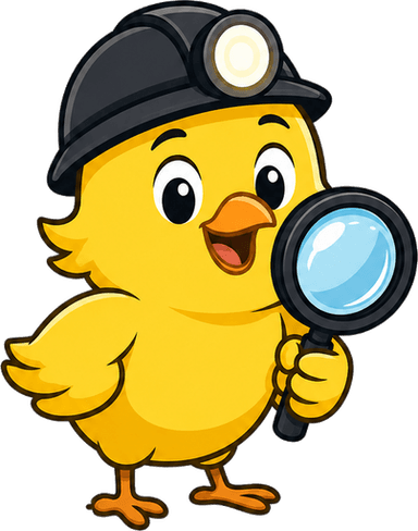CartCanary mascot holding a magnifying glass